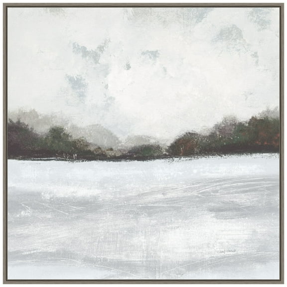 Amanti Art Snowy Field IV Neutral Framed Canvas Wall Art Print