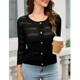 thumbnail image 4 of Yesfashion Women's Lightweight Crochet Cardigan 3/4 Sleeve Cropped V Neck Button Shrug Knit Sweater Tops, 4 of 6