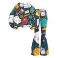thumbnail image 5 of Grblisyd Back to School Outfits for Girls 2 Piece Tween Girl Clothes Cute Stationery Print Top and Flared Pants Sets, 5 of 7