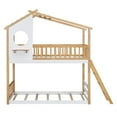 thumbnail image 3 of Miekor Furniture Twin Over Twin Bunk Bed Wood Bed with Roof, Window, Ladder,Natural W4USAN-1, 3 of 9