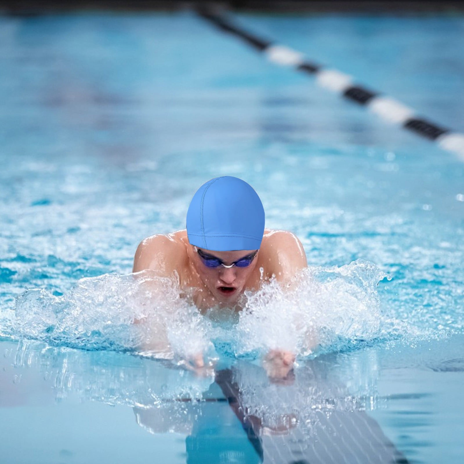 Bonnet De Natation Femme Imprimé Papillon – Silicone Doux, 23x20 Cm, Intérieur Antidérapant, Imperméable, Noir/blanc, Pour Piscine/aquagym/plongée