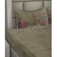 thumbnail image 6 of Ambesonne Nostalgic Fitted & Top Sheet Set with Shams, Vintage Roses Frame, Red Brown, 6 of 8