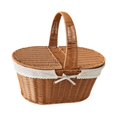 thumbnail image 2 of Cesta de picnic de ratán sintético, cesta de almacenamiento, cesta decorativa tejida con asa, cesta de picnic ligera, cesta de frutas para , Style A Estilo A, 2 of 8