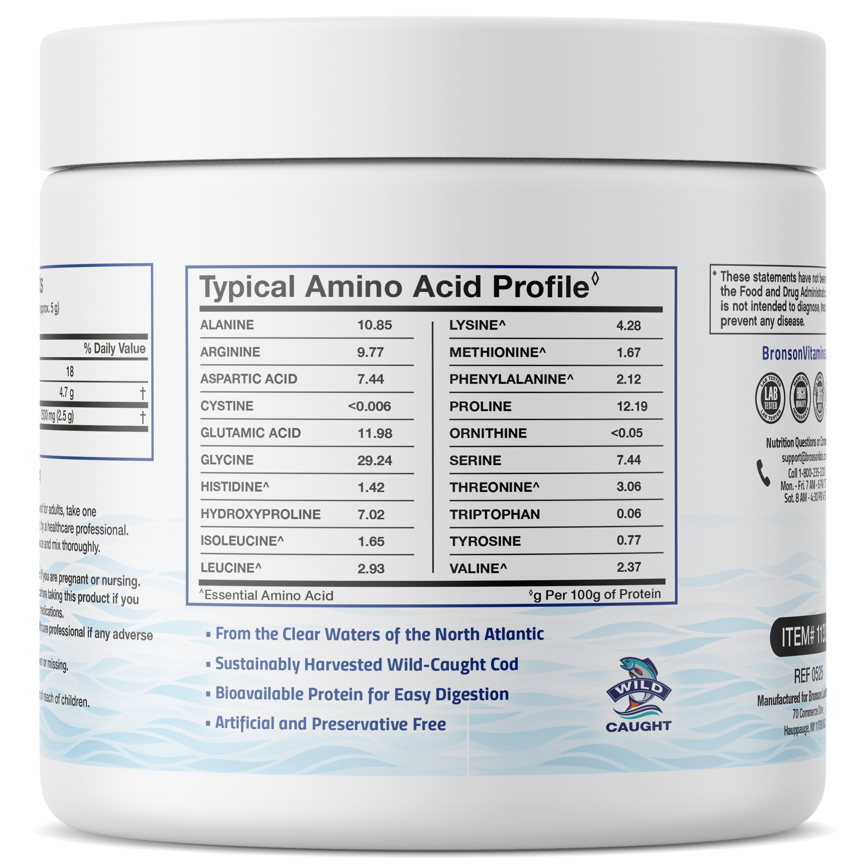 Bronson Marine Collagen Peptides Powder 100% Nordic Norwegian Cod Verified Sustainable Non-GMO Gluten Free, 150g (5.29 oz)