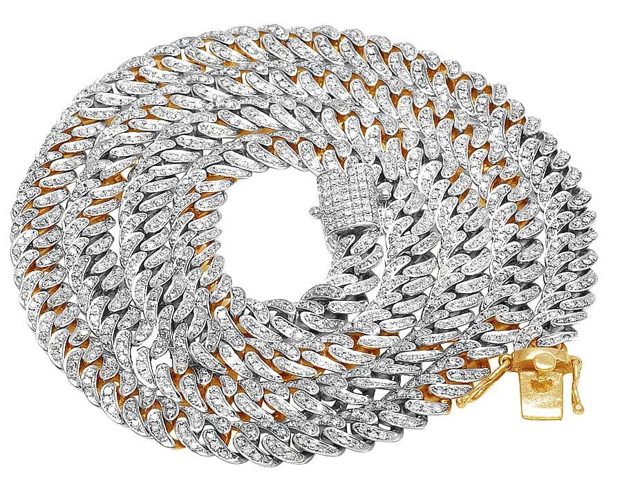 10K Yellow Gold Diamond 6MM Cuban Link Choker Chain Necklace 5 Ct 21" by Jewelry Unlimited