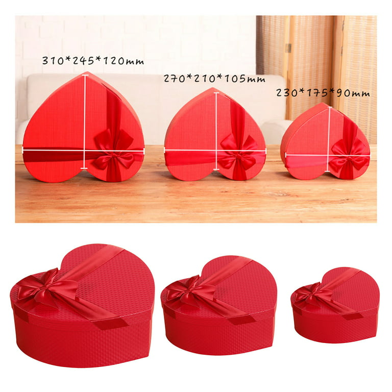 Red Rosebud Heart Shaped Candy Boxes with Red Bow
