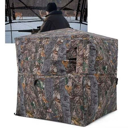NAIZEA Hunting Blind See Through Ground Blind with Carrying Bag 2-3 Person Pop Up Deer Blind 270 Degree Portable Hunting Tent for Deer & Turkey Hunting