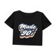 thumbnail image 3 of Camiseta corta suelta para mujer, ropa sencilla de verano, camiseta recortada para ir de compras y desplazamientos SG, 3 of 7
