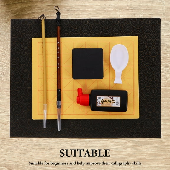 MLINS Beginner Calligraphy Set with Writing Brushes Ink Stone and Practice Paper Ideal for Learning Traditional Art Multi