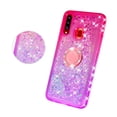 thumbnail image 3 of SOGA Phone Cover Compatible for Samsung Galaxy A20S Liquid Floating Quicksand Case with Diamond Ring Stand for Magnetic Car Mount and Lanyard - Purple on Pink, 3 of 5