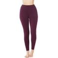 thumbnail image 1 of Women & Plus Stretch Workout Running Tight Leggings with Wide Waistband & Pockets (DK Plum, M), 1 of 1