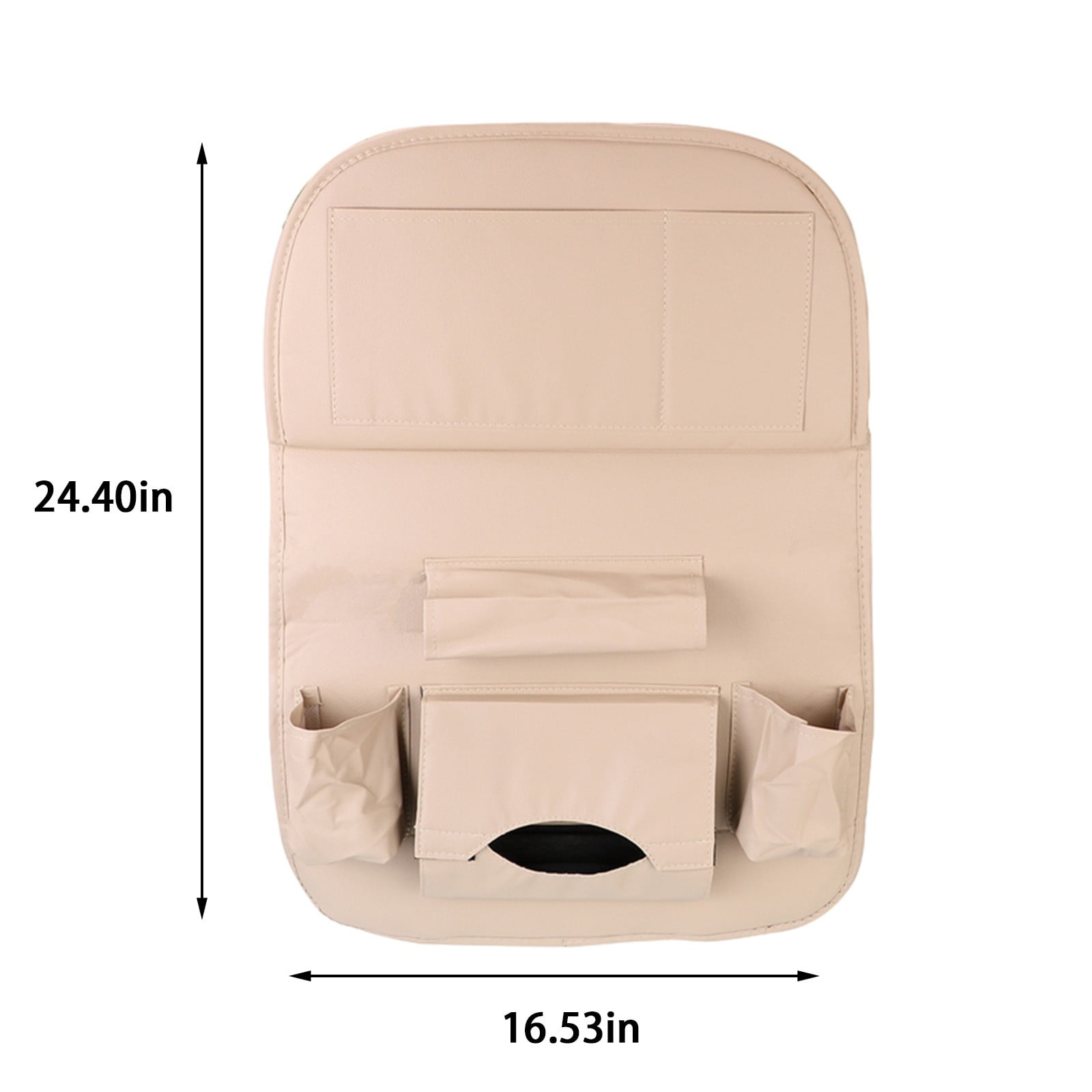 Ywbawe Leather Car Back Seat Organizer with Folding Tray, PU Material Storage Bag for SUV and Vehicle Travel, 1 Count