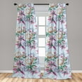 thumbnail image 4 of Ambesonne Spring Curtains, Flowers Retro Watercolor Art, Pair of 28"x63", Fern Green Pale Rust, 4 of 5