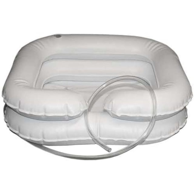Solución cómoda para lavar el cabello, lavabo inflable de PVC ecológico para lavar el cabello con soporte para el cuello en forma de U, ayuda para el cuidado de personas postradas en cama en