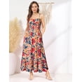 thumbnail image 2 of Vestido GRACE KARIN con estampado floral largo bohemio con tirantes finos, 2 of 7