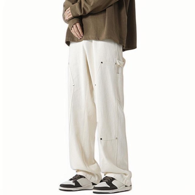 Dagugfen Mens Pants Plus Size Button Straight Leg Loose Lightweight Work Casual Athletic Pants Pockets