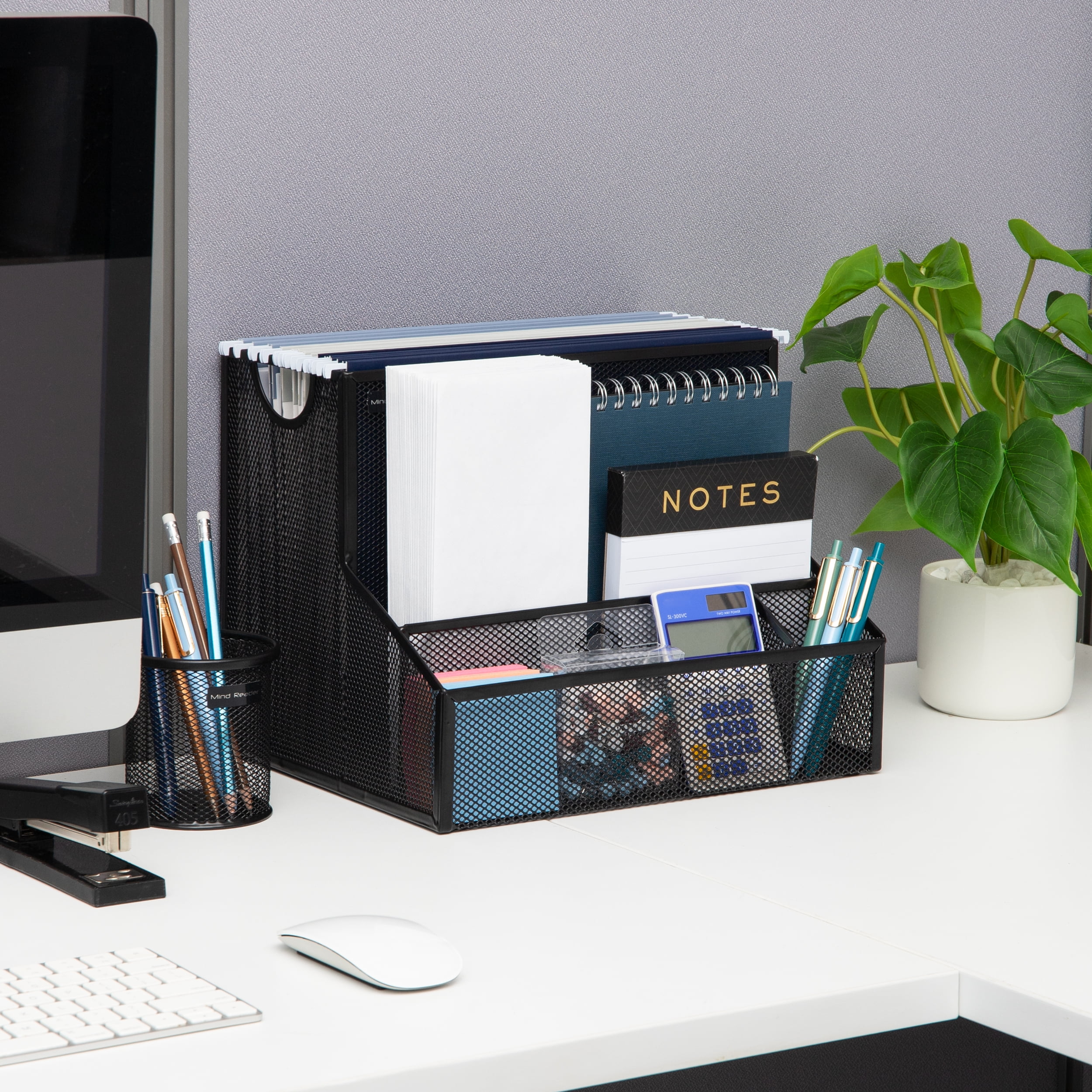 Mind Reader Desktop Organizer, Vertical File Storage, Letter Size, Office, Metal, Black
