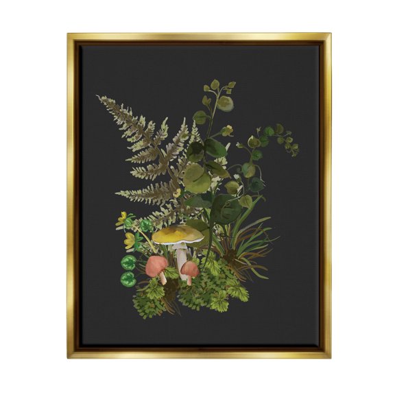 Forest Herbs Sprouting Nature Botanical & Floral Graphic Art Metallic Gold Framed Art Print Wall Art