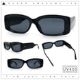 thumbnail image 2 of Womens Mod Rectangle Thick Beveled Plastic Minimal Fashion Sunglasses All Black, 2 of 8