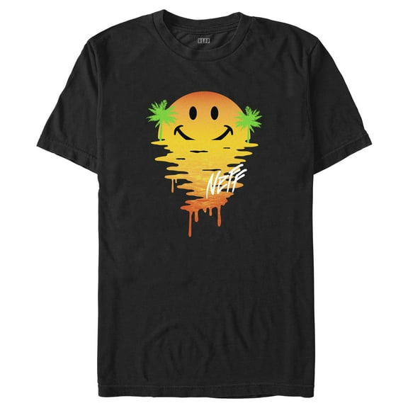 Men's NEFF Melting Smiley Face Sunset  Graphic Tee Black Small