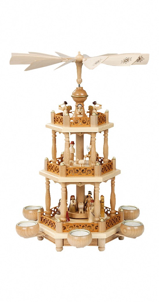 German christmas pyramid Nativity scene, 2tier, height 46 cm / 18 inch