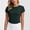Army Green, variant on Womens Cross Back Cutout Short Sleeve T Shirt Stylish Open Back Workout Top Casual Gym Yoga Running Tee