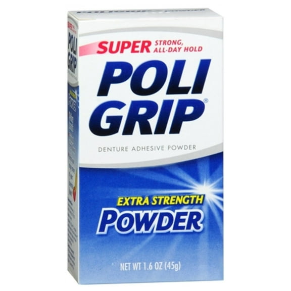 SUPER POLIGRIP Extra Strength Denture Adhesive Powder 1.60 oz (Pack of 2)