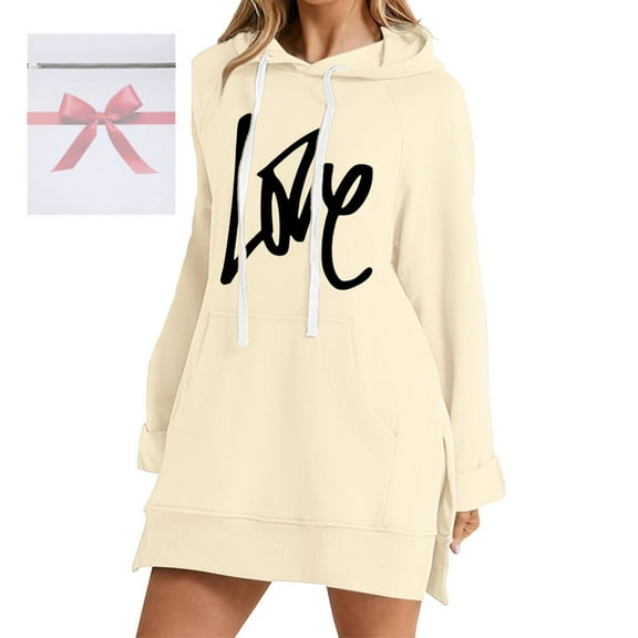 The Warmy Oversized Hoodie Dress For Women Casual Drawstring Long Sweatshirt With Pocket Fashion Split Hem Long Sleeve Dresses plus Size Long plus Size Semi Formal Dress plus Size Leather Dress Wrap