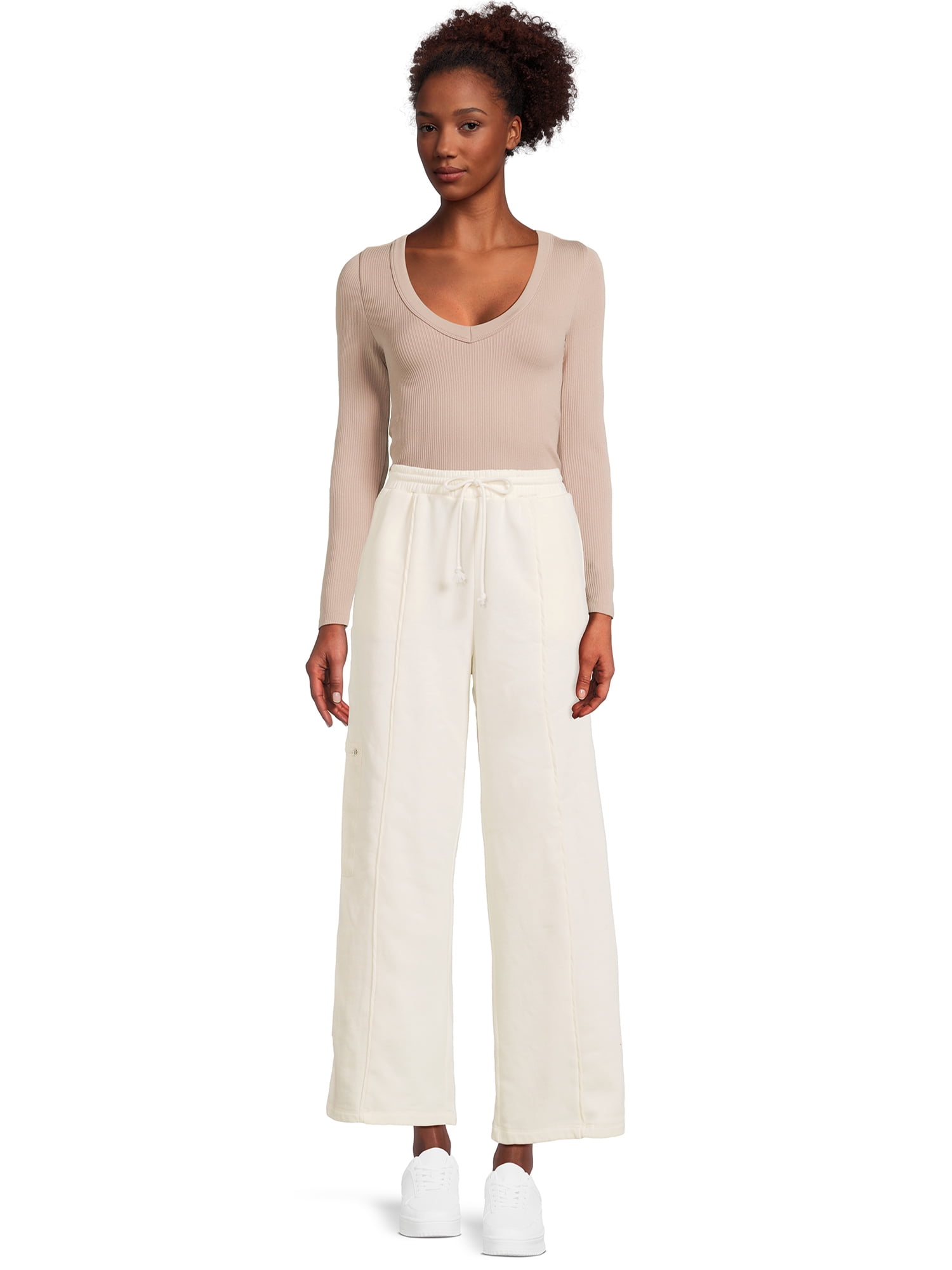 Self Esteem Juniors Wide Leg Fleece Cargo Pants, Sizes XS-XL