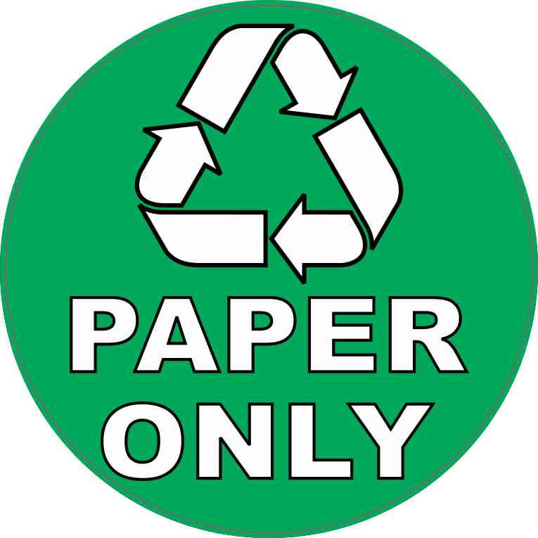 5in x 5in Paper Only Recycling Sticker