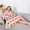 thumbnail image 5 of Oversized Wearable Blanket Hoodie,Red Strawberry Plants Fruit Pink Pattern Sherpa Blanket Hoodie with Super Pockets,Super Warm Fuzzy Pullover for Women & Men, 5 of 6