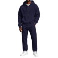 thumbnail image 2 of Domuza Full‑Zip Hooded Sweatshirt and Straight‑Leg Sweatpants Set for Men, 2‑Piece Pullover Sweatsuit, Relaxed‑Fit Athletic Casual Outfit with Pockets, 2 of 5