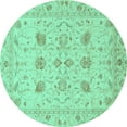 thumbnail image 1 of Ahgly Company Indoor Round Oriental Turquoise Blue Traditional Area Rugs, 6' Round, 1 of 4