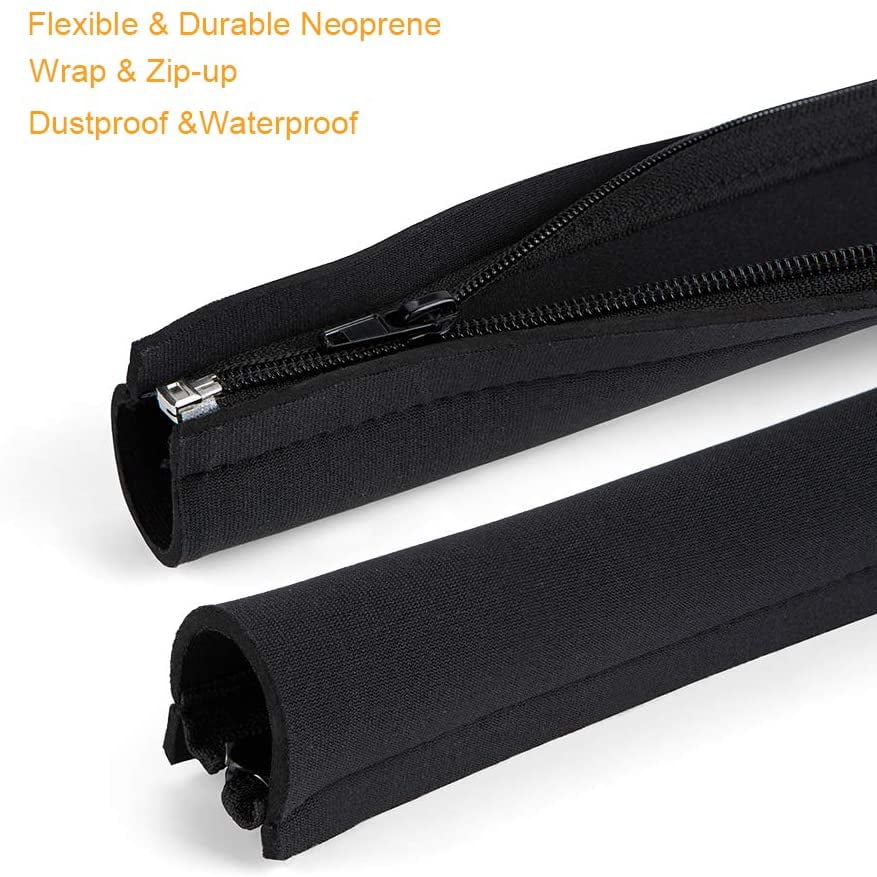 FEFEFW-Cable Management Sleeve, 19-20 Inch Cord Management Sleeves with Zipper and Bundling Ties for TV/Computer/Home Entertainment Cable Wrap Cover Organizer,4 Pack, Black
