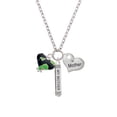 thumbnail image 2 of Delight Jewelry Silvertone Lime Green Large Cheetah Print Heart Always My Mother Bar Zoe Necklace, 2 of 4