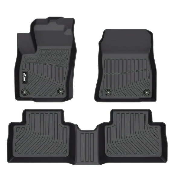 Ikon Motorsports 3D TPE Floor Mats, Compatible with 2025-2026 Nissan Kicks, All Weather Waterproof Non-Slip Floor Liners, Front & 2nd Row Full Set Interior Accessories, Black