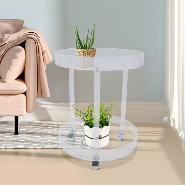 TFCFL Acrylic Bedside Tables with Wheels, Trendy Clear Bar Cart Kitchen