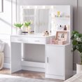 thumbnail image 2 of Vanity Desk with Stool, Makeup Table with Lighted Mirror, 3 Color Lighting Modes, Brightness Adjustable, Dressing Table with Drawers, Vanity Table Set for Women, Girls, 2 of 6