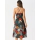 thumbnail image 3 of Vestido boho floral para mujer Allegra K sin mangas cuello halter dividido Verde XL, 3 of 6