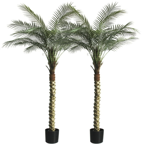 6ft Tall Artificial Palm Tree for Outdoor Indoor Decor, Large Faux Coconut Silk Palm Tree Tropical Fake Tree Perfect for Outside Patio Poolside Home Office Decor (Set of 2)