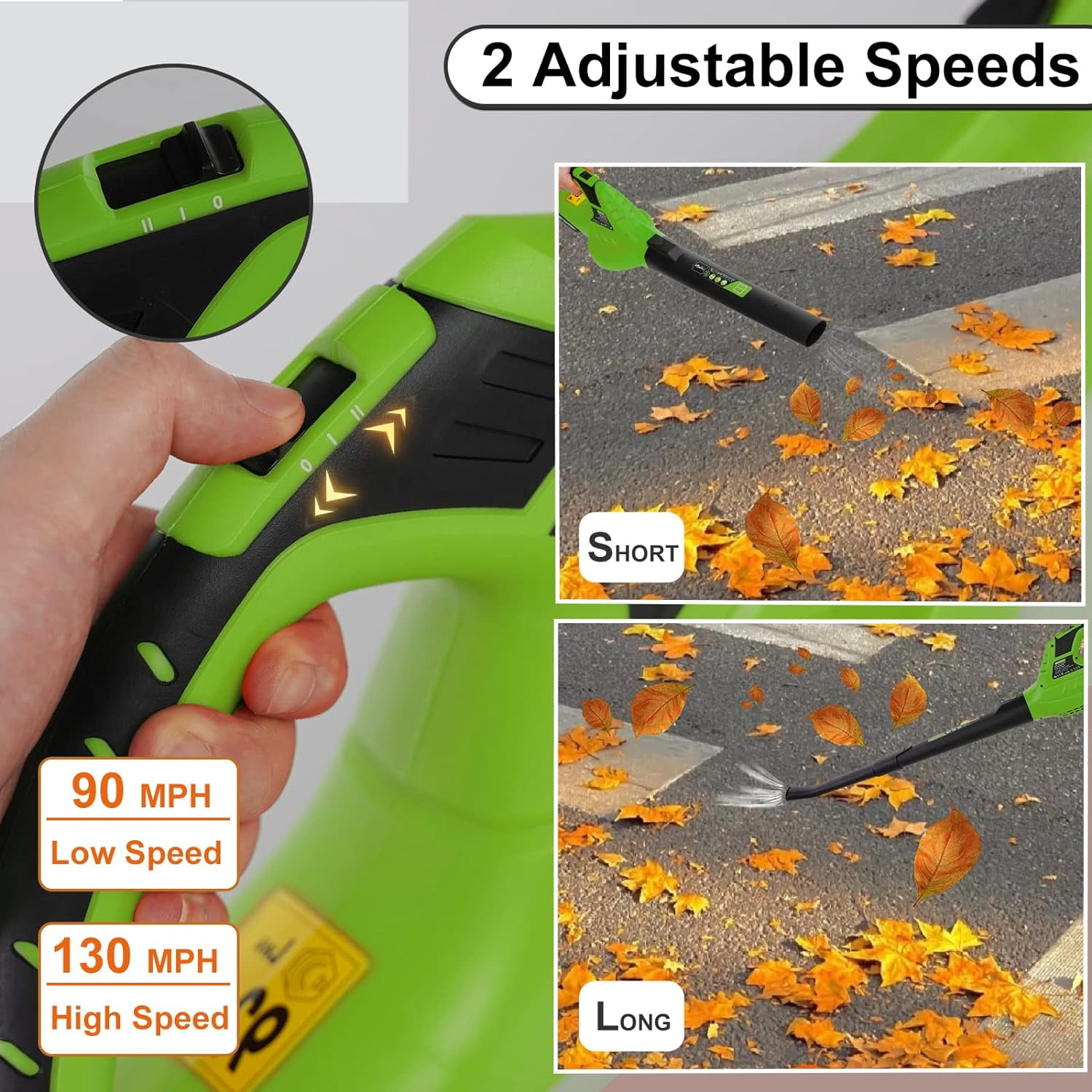 Leisch Life Cordless Leaf Blower Battery Operated,20V Handheld Electric Leaf Blower w/2.0Ah Battery & Fast Charger, 2 Speed Mode, Lightweight Battery Powered Blowers for Patio, Blowing Leaves and Snow