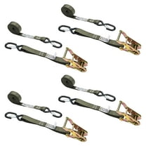 1" x 8' Ratchet Strap w/ Vinyl Coated S-Hooks and Keepers - 4 Pack