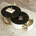 thumbnail image 4 of Noble House 27.6" Round Nesting Coffee Table Fluted with Drawer,Black & Gold, 4 of 9