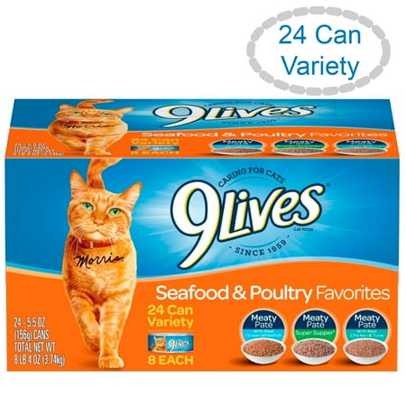 9Lives Seafood and Poultry Favorites Variety Pack, 24 5.5-Ounce Cans