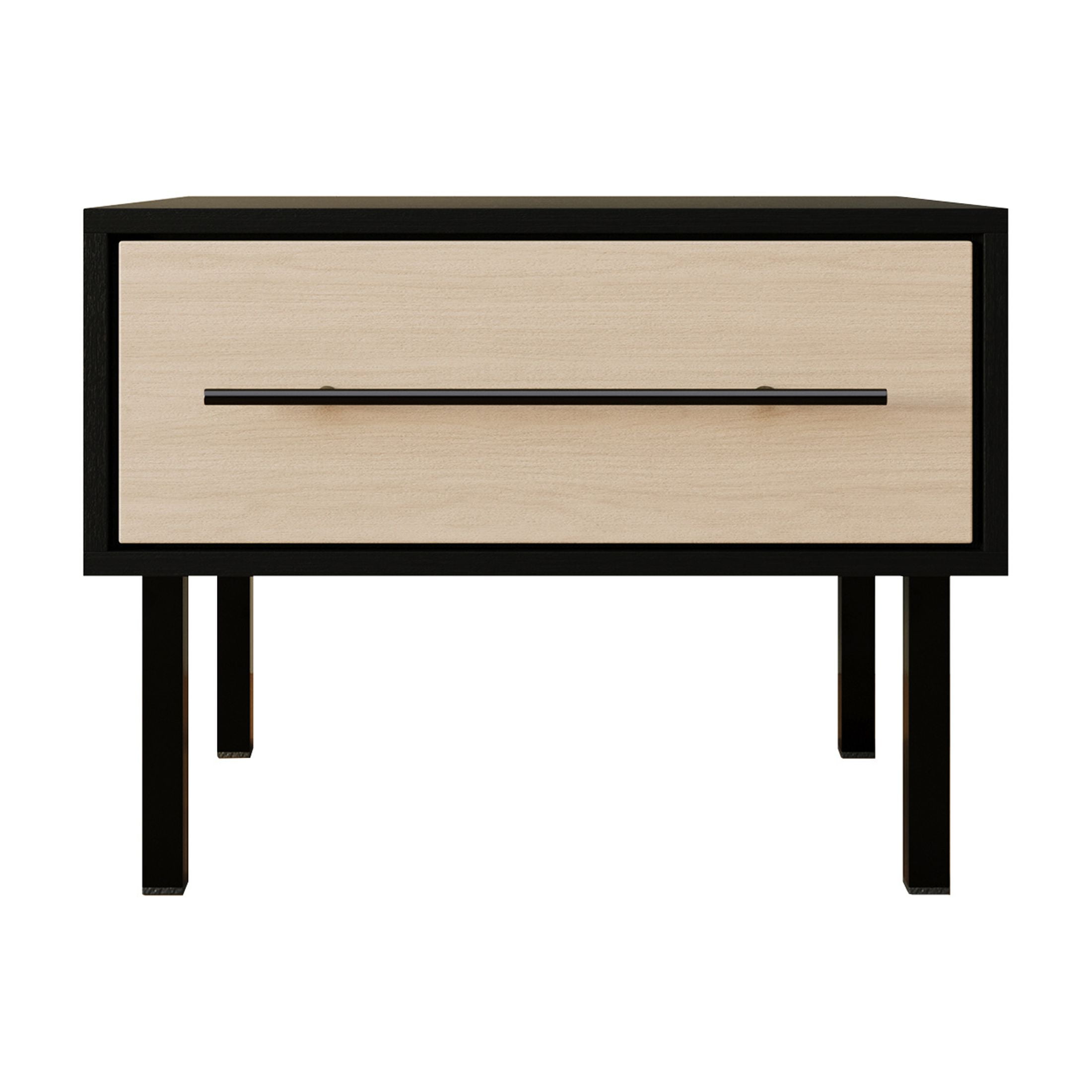 Castle Place Mid-Century 1-Drawer Wood Nightstand, Antique Oak