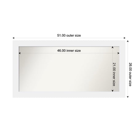 Amanti Art Custom Framed Wall and Bathroom Mirror (26 x 51 in.), Corvino White Frame