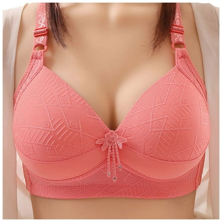 BYHONG Comfortable Seamless Full Coverage Bra for Women Wireless Bras with Soft Support Regular and Plus Size Pink 36