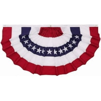 TOPFLAGS USA Pleated Fan Bunting Flag - 3x6ft Oxford Nylon America Half Fan Set - US Patriotic Stars & Stripes Canvas Header Brass Grommets
