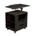 thumbnail image 5 of Height Adjustable Overbed End Table Wooden Nightstand with Swivel Top, Drawers, Wheels and Open Shelf, Black, 5 of 8