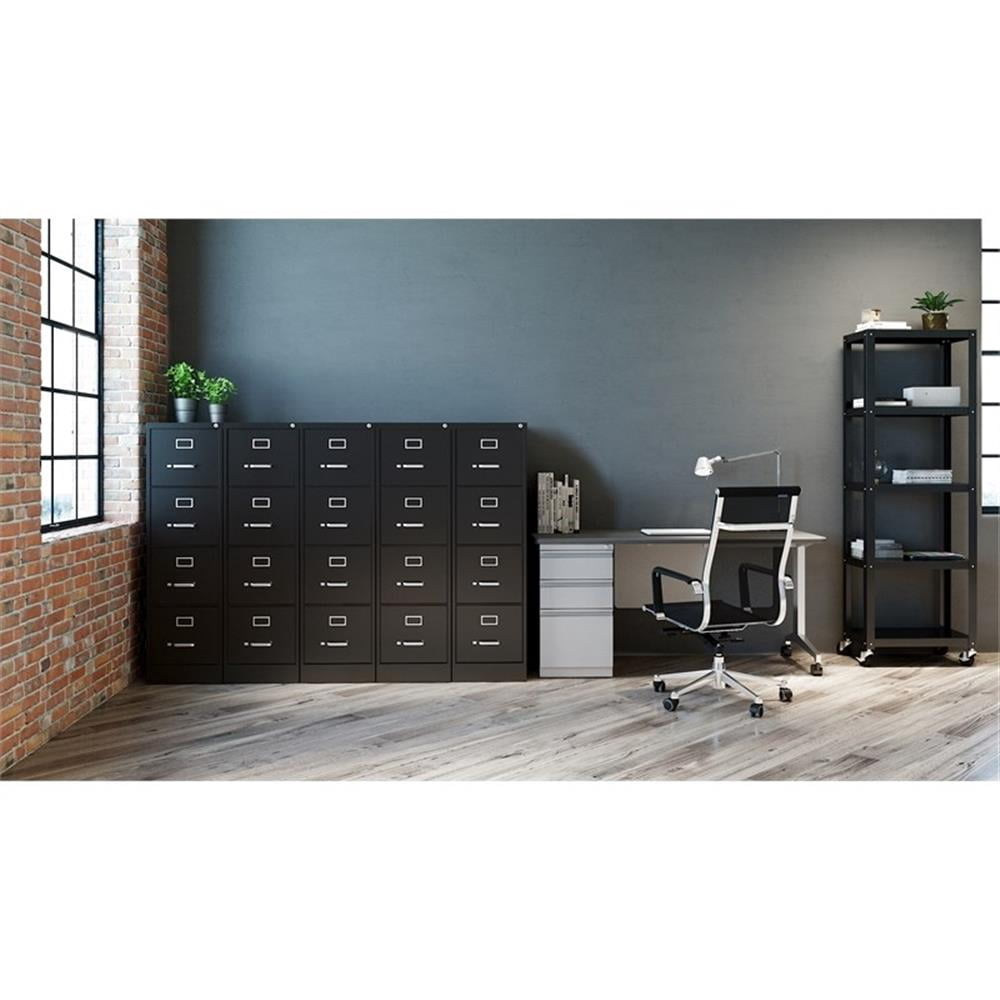 Bowery Hill 25" 4-Drawer Metal Letter Width Vertical Filing Cabinet in Black